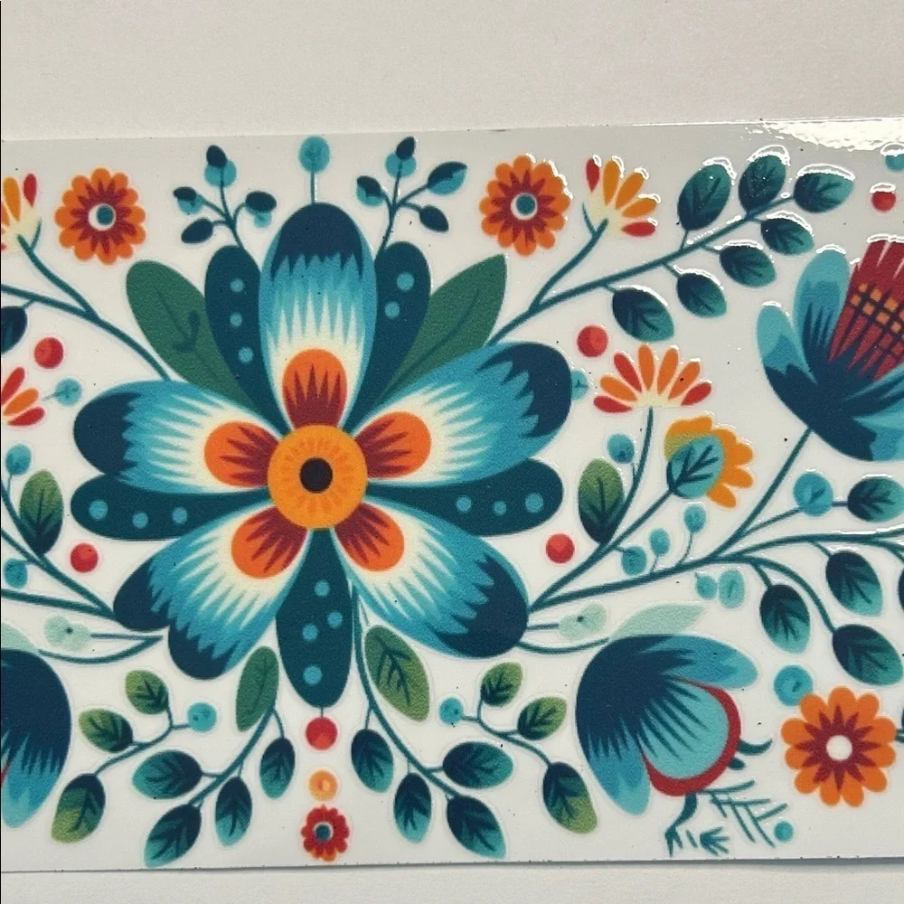 Teal Floral Cup Decal
